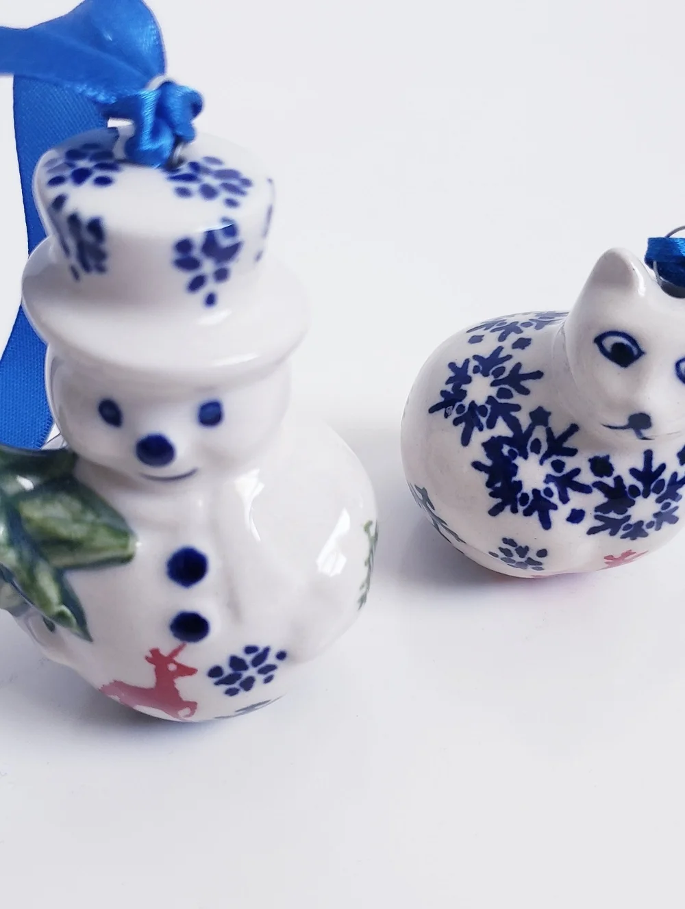 Pottery Barn Snowman Cat Set Of 2 Ordainments